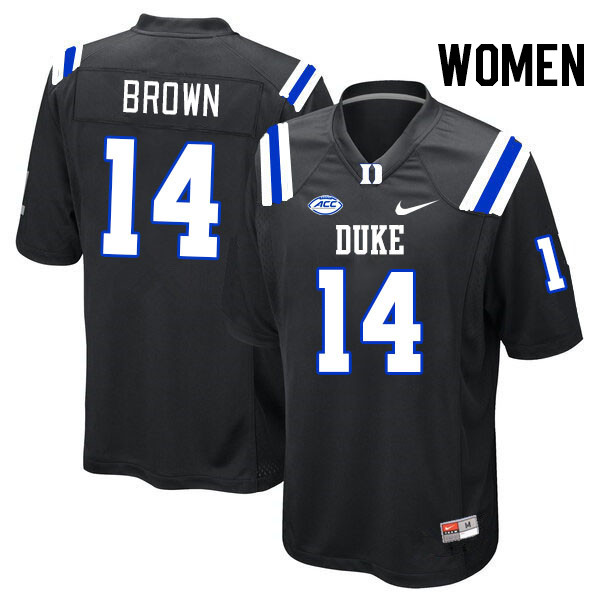 Women #14 Sean Brown Duke Blue Devils College Football Jerseys Stitched Sale-Black